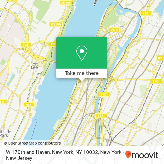 W 170th and Haven, New York, NY 10032 map