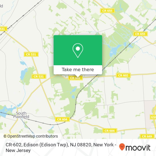 Mapa de CR-602, Edison (Edison Twp), NJ 08820