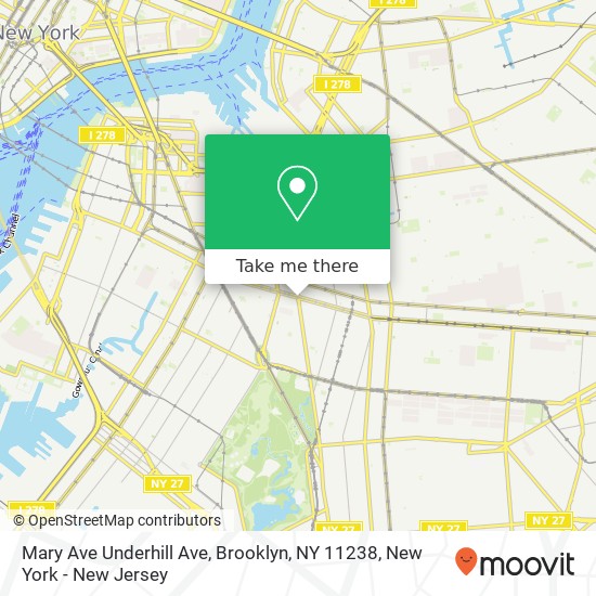 Mapa de Mary Ave Underhill Ave, Brooklyn, NY 11238