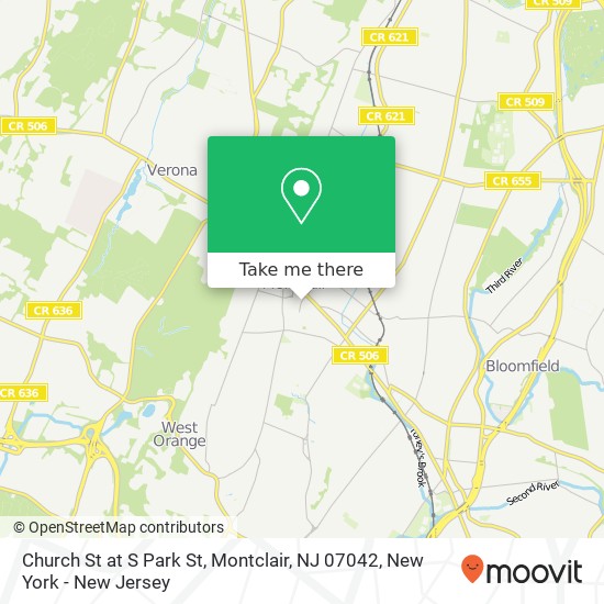 Mapa de Church St at S Park St, Montclair, NJ 07042