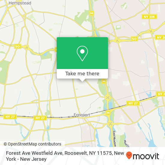 Mapa de Forest Ave Westfield Ave, Roosevelt, NY 11575