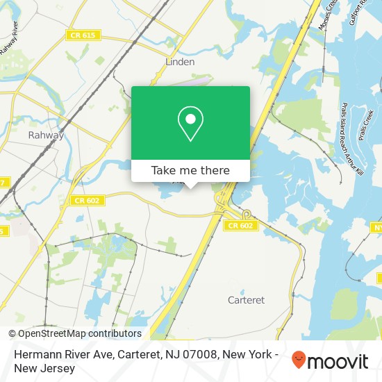 Mapa de Hermann River Ave, Carteret, NJ 07008