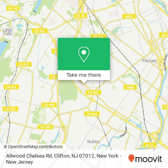 Mapa de Allwood Chelsea Rd, Clifton, NJ 07012
