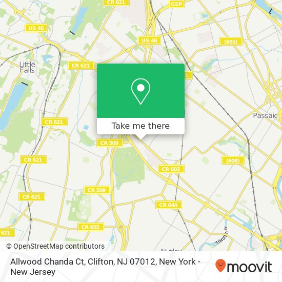 Mapa de Allwood Chanda Ct, Clifton, NJ 07012