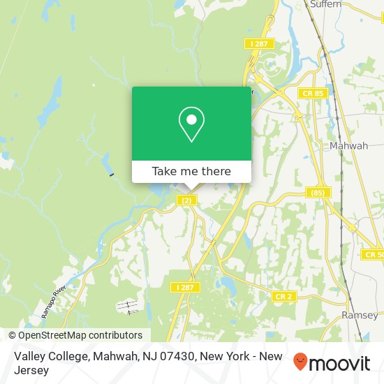 Mapa de Valley College, Mahwah, NJ 07430