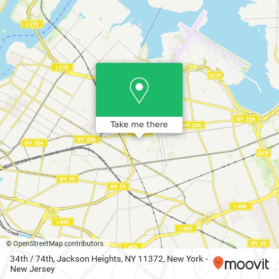 34th / 74th, Jackson Heights, NY 11372 map