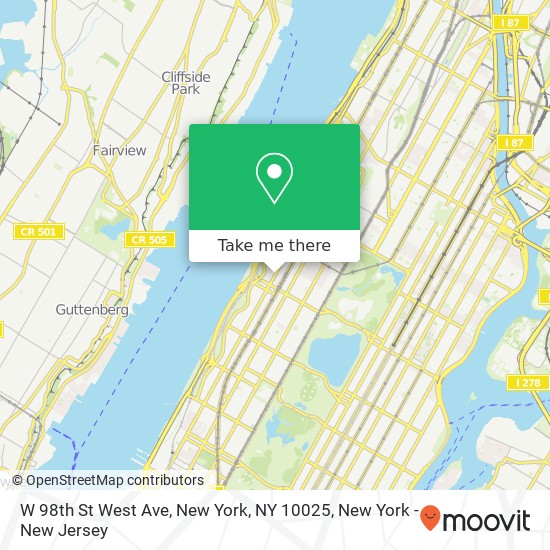 Mapa de W 98th St West Ave, New York, NY 10025