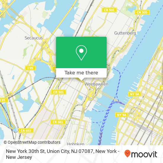 Mapa de New York 30th St, Union City, NJ 07087