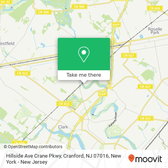 Hillside Ave Crane Pkwy, Cranford, NJ 07016 map