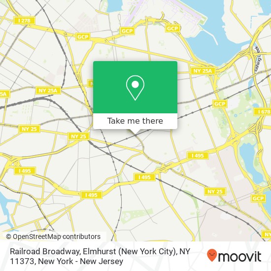 Mapa de Railroad Broadway, Elmhurst (New York City), NY 11373