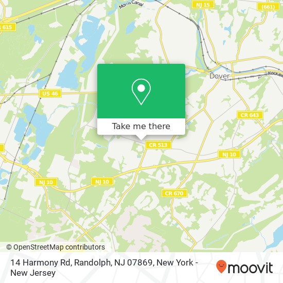 Mapa de 14 Harmony Rd, Randolph, NJ 07869