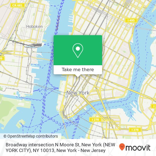 Broadway intersection N Moore St, New York (NEW YORK CITY), NY 10013 map