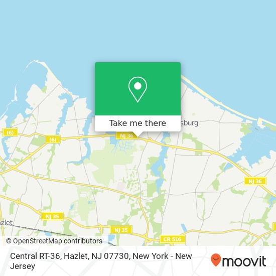 Mapa de Central RT-36, Hazlet, NJ 07730