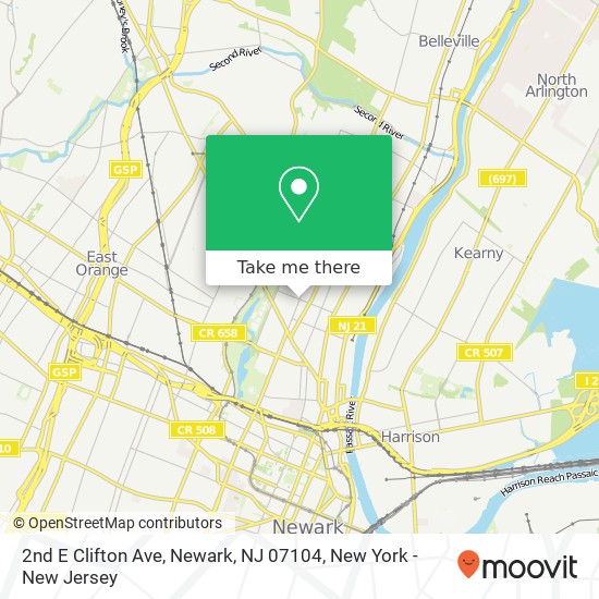 Mapa de 2nd E Clifton Ave, Newark, NJ 07104