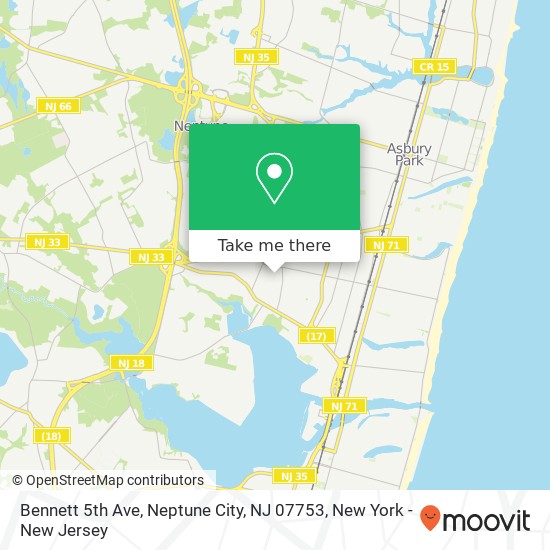 Mapa de Bennett 5th Ave, Neptune City, NJ 07753