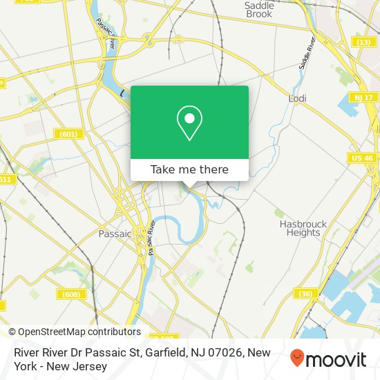 Mapa de River River Dr Passaic St, Garfield, NJ 07026