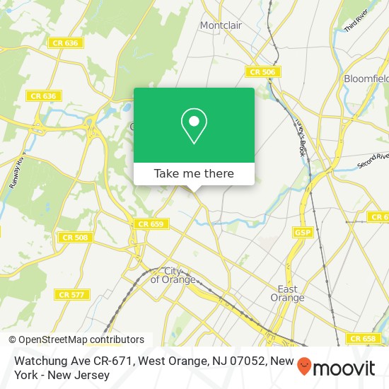 Watchung Ave CR-671, West Orange, NJ 07052 map