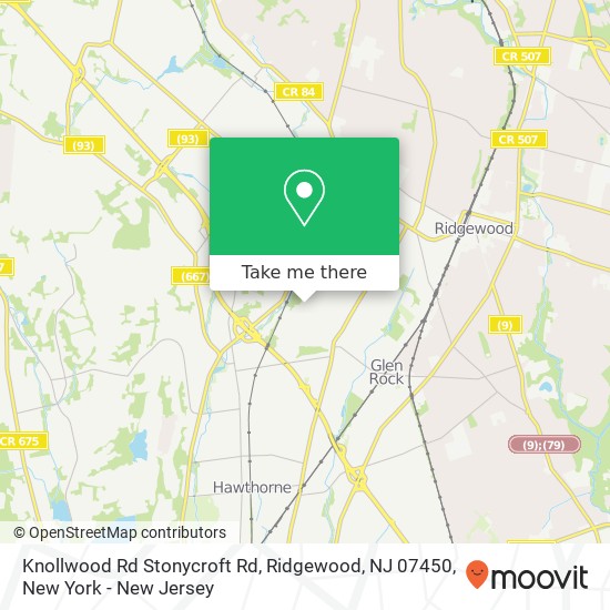 Mapa de Knollwood Rd Stonycroft Rd, Ridgewood, NJ 07450