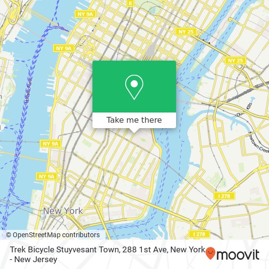 Mapa de Trek Bicycle Stuyvesant Town, 288 1st Ave