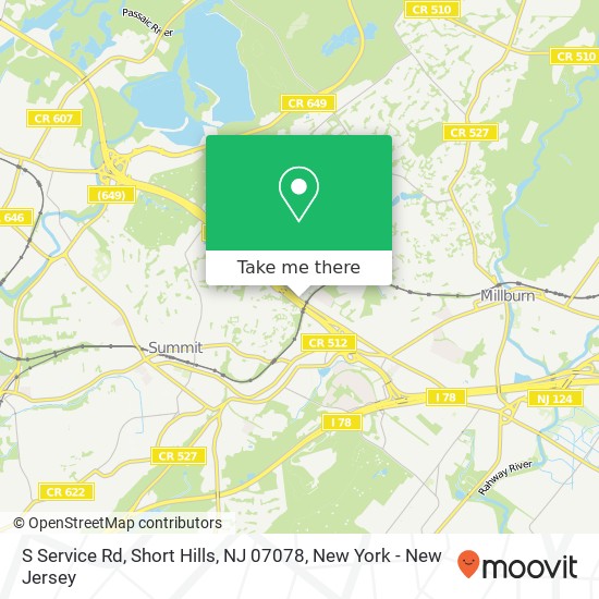 Mapa de S Service Rd, Short Hills, NJ 07078