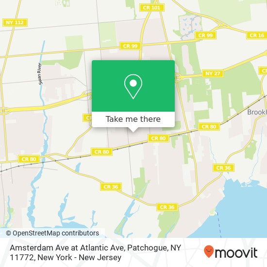 Mapa de Amsterdam Ave at Atlantic Ave, Patchogue, NY 11772