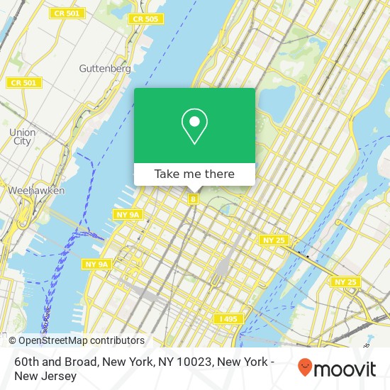 60th and Broad, New York, NY 10023 map