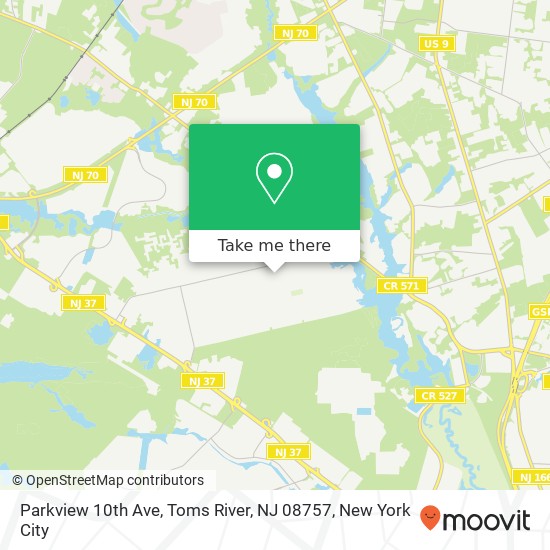 Mapa de Parkview 10th Ave, Toms River, NJ 08757