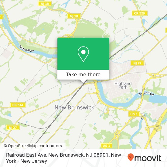Mapa de Railroad East Ave, New Brunswick, NJ 08901