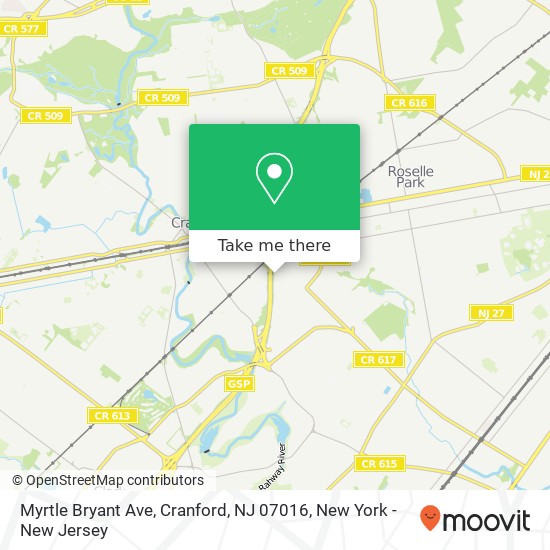 Myrtle Bryant Ave, Cranford, NJ 07016 map