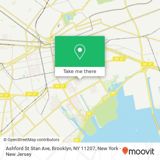 Mapa de Ashford St Stan Ave, Brooklyn, NY 11207