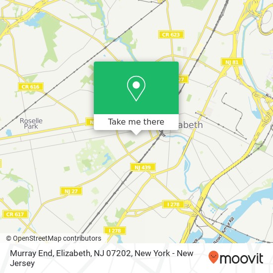 Mapa de Murray End, Elizabeth, NJ 07202