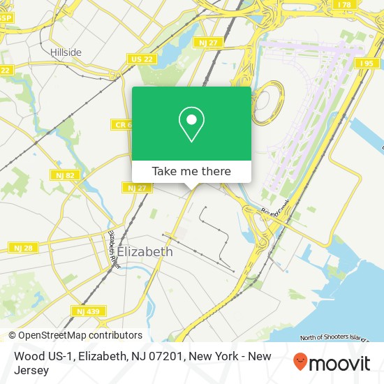 Mapa de Wood US-1, Elizabeth, NJ 07201