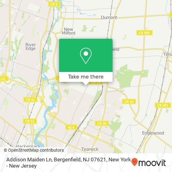 Mapa de Addison Maiden Ln, Bergenfield, NJ 07621