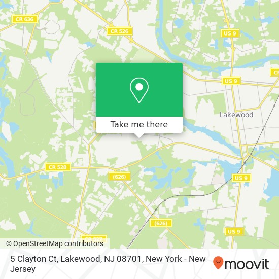 Mapa de 5 Clayton Ct, Lakewood, NJ 08701