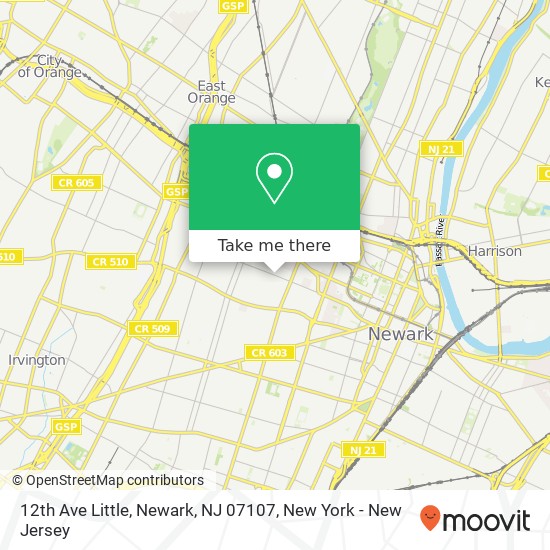Mapa de 12th Ave Little, Newark, NJ 07107