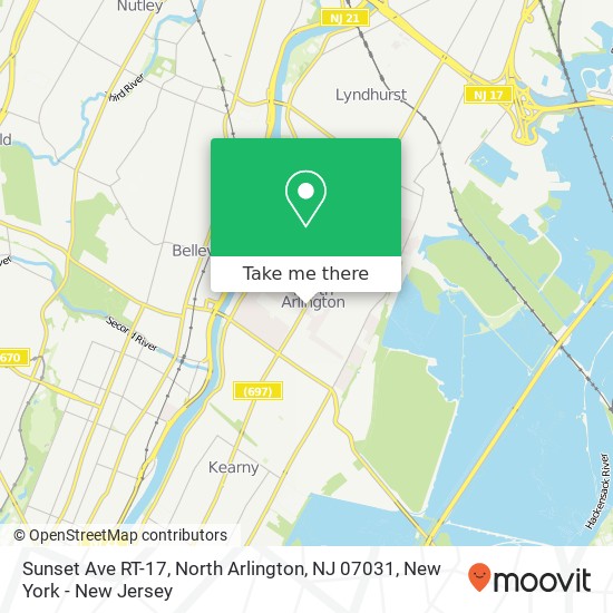 Mapa de Sunset Ave RT-17, North Arlington, NJ 07031