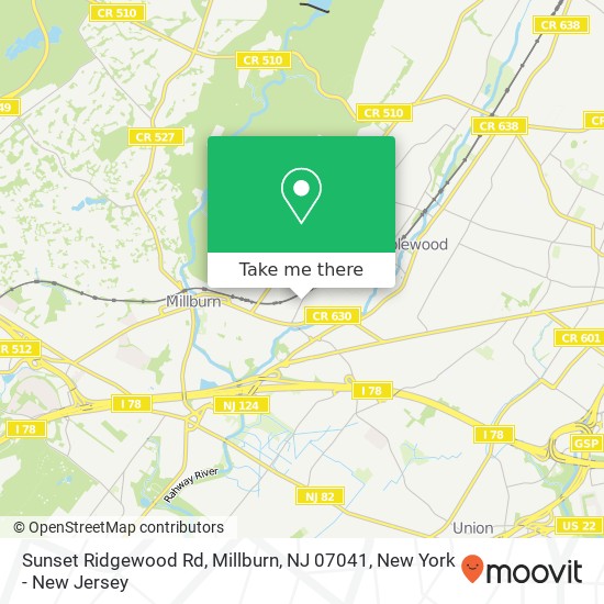 Mapa de Sunset Ridgewood Rd, Millburn, NJ 07041