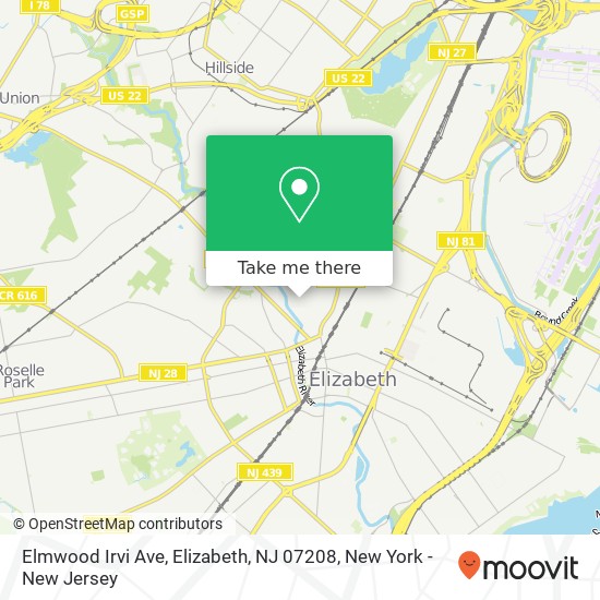 Elmwood Irvi Ave, Elizabeth, NJ 07208 map