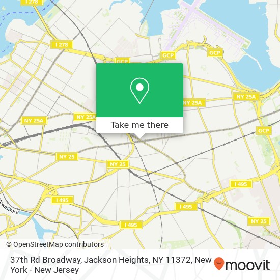 Mapa de 37th Rd Broadway, Jackson Heights, NY 11372