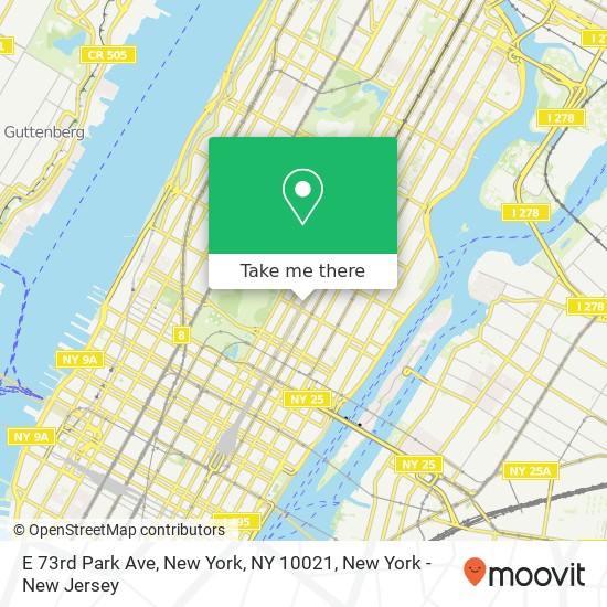 Mapa de E 73rd Park Ave, New York, NY 10021