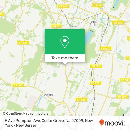 Mapa de E Ave Pompton Ave, Cedar Grove, NJ 07009