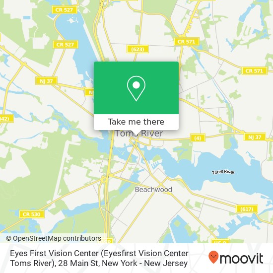 Mapa de Eyes First Vision Center (Eyesfirst Vision Center Toms River), 28 Main St