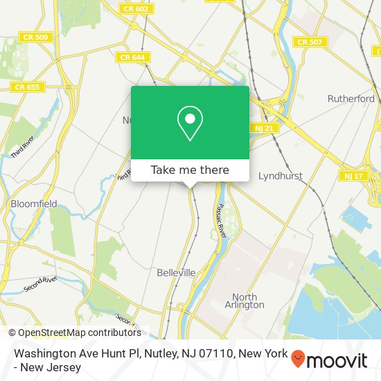 Mapa de Washington Ave Hunt Pl, Nutley, NJ 07110