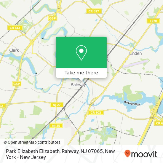 Mapa de Park Elizabeth Elizabeth, Rahway, NJ 07065