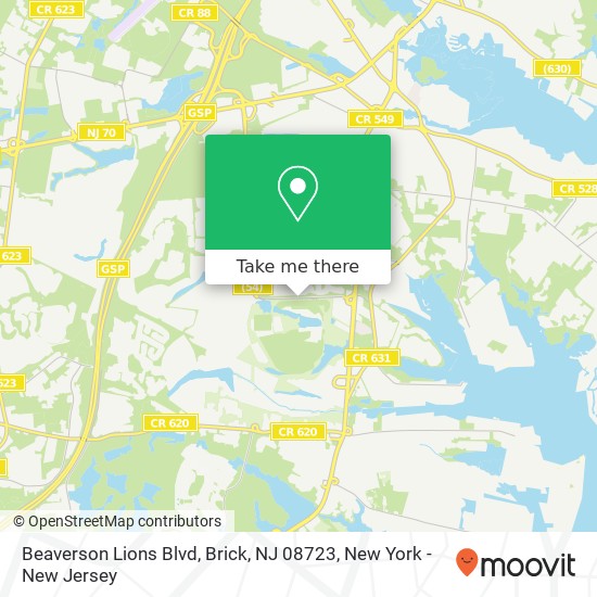 Mapa de Beaverson Lions Blvd, Brick, NJ 08723