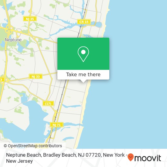 Neptune Beach, Bradley Beach, NJ 07720 map