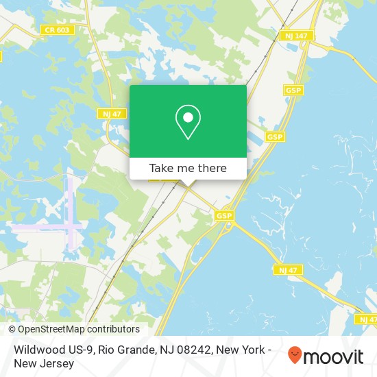 Mapa de Wildwood US-9, Rio Grande, NJ 08242