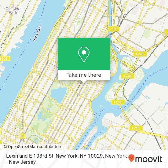 Mapa de Lexin and E 103rd St, New York, NY 10029