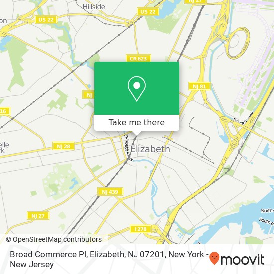 Mapa de Broad Commerce Pl, Elizabeth, NJ 07201