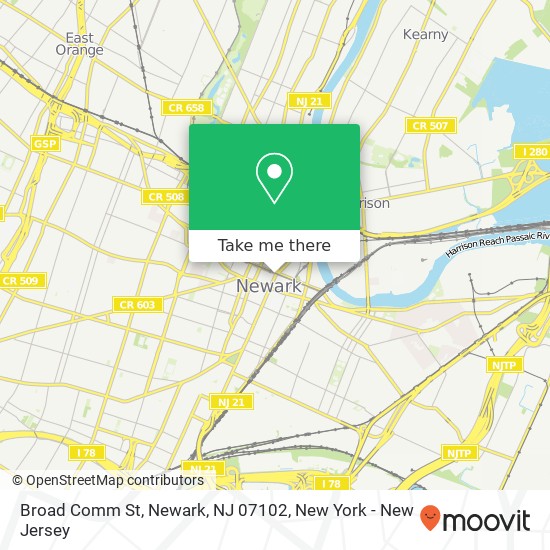 Mapa de Broad Comm St, Newark, NJ 07102
